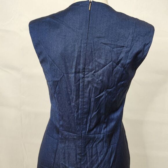 NWT BOSS Hugo Boss Womens Blue Delura Sleeveless V-Neck Shift Dress Sz 10 - Picture 8 of 16